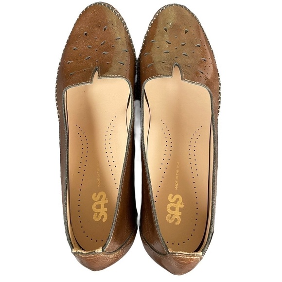 SAS Sonyo Portobello Taupe Laser Cut Slip On Heels Size 7.5 Narrow - Picture 7 of 14